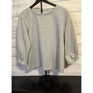 Liz Claiborne Women's Gray Ruched Sleeve Crop Sweatshirt PXL
